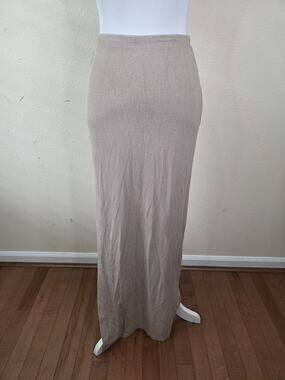 Garage Beige Long Ribbed Stretch Maxi Skirt with Slit Size Small Stretch Modal